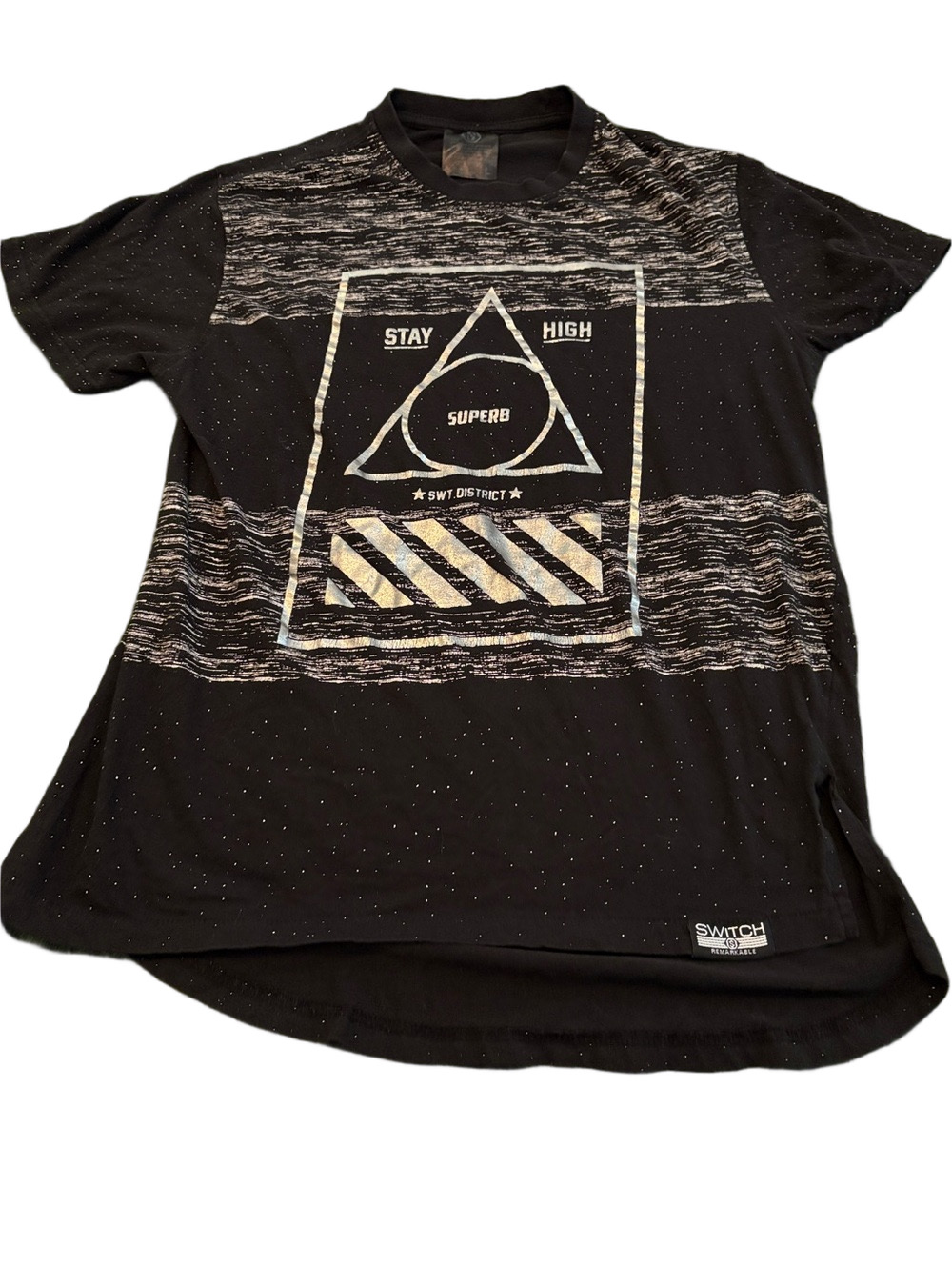 Switch Remarkable Stay High Superb Graphic Tee Hip Hop L Black Silver